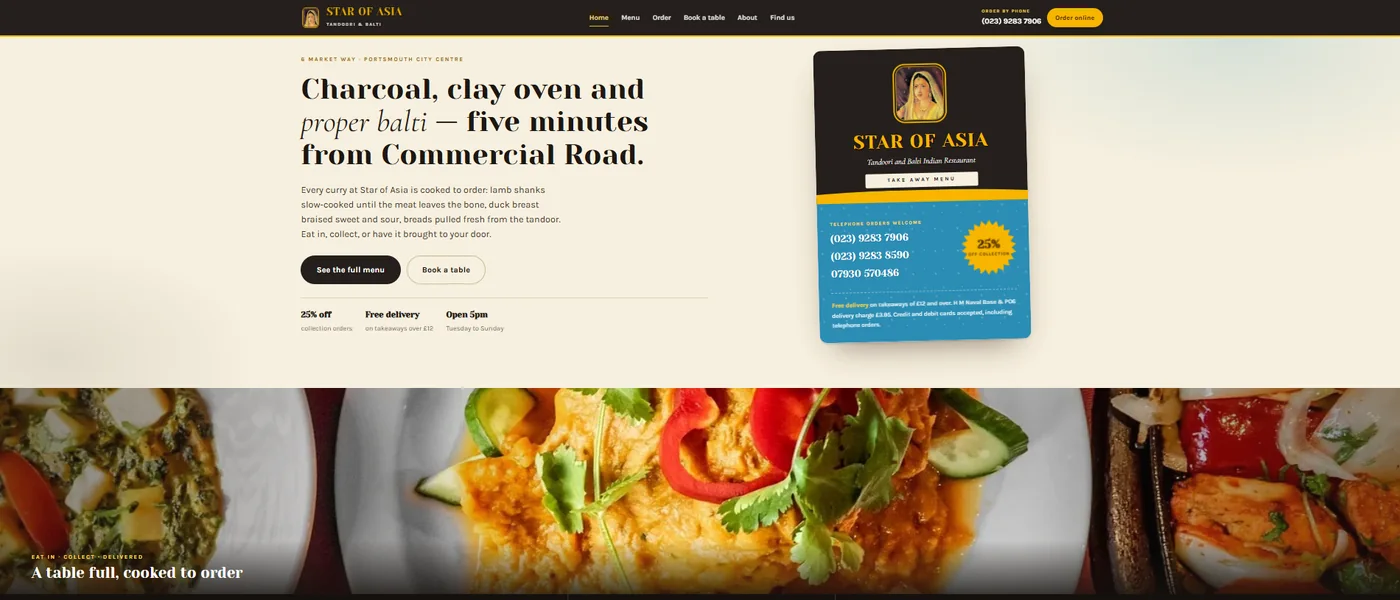 Star of Asia Portsmouth website built by Fynvro Web